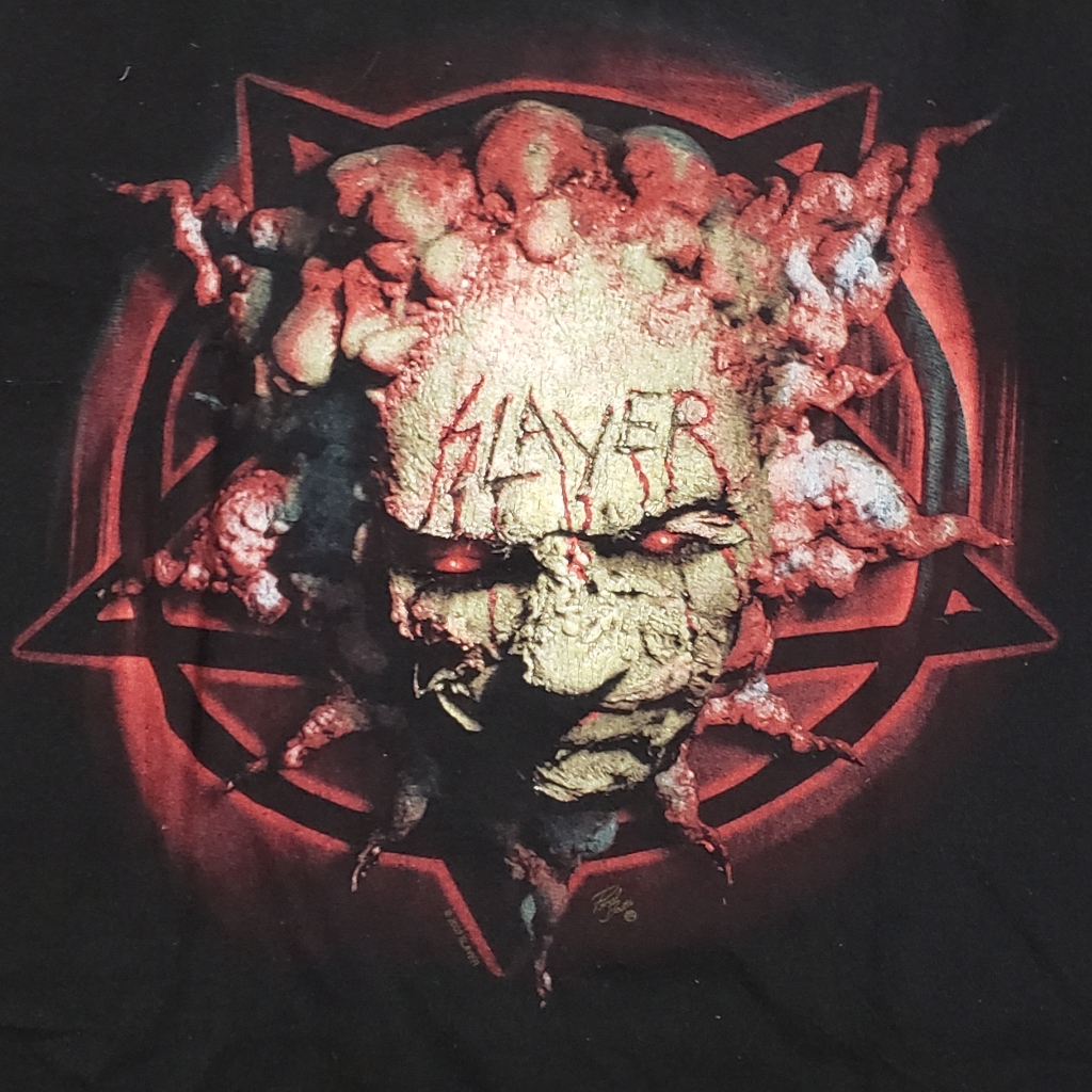 Vintage Slayer Pentagram Satan T Shirt Rare '03 Demon Band Tee Paul Booth Artist